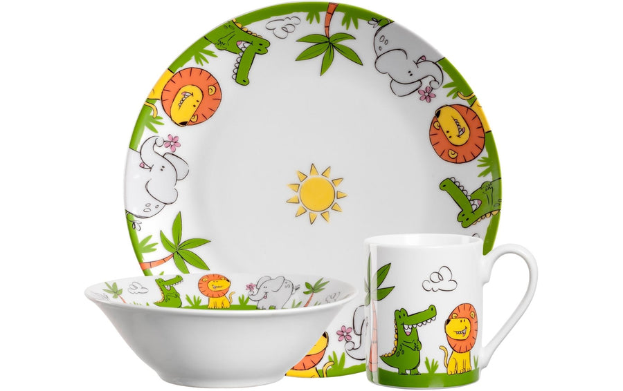 LEONARDO Kindergeschirrset Bambini Löwe/Krokodil/Elefant, 3-teilig