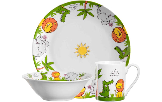 LEONARDO Kindergeschirrset Bambini Löwe/Krokodil/Elefant, 3-teilig