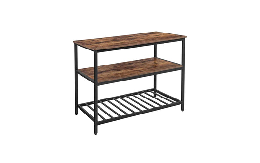 VASAGLE Küchenregal mit 3 Ablagen 120 x 60 x 90 cm Schwarz/Braun