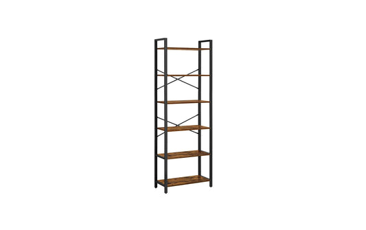 VASAGLE Wohnregal mit 6 Ebenen, 66 x 30 x 186 cm, Schwarz/Braun