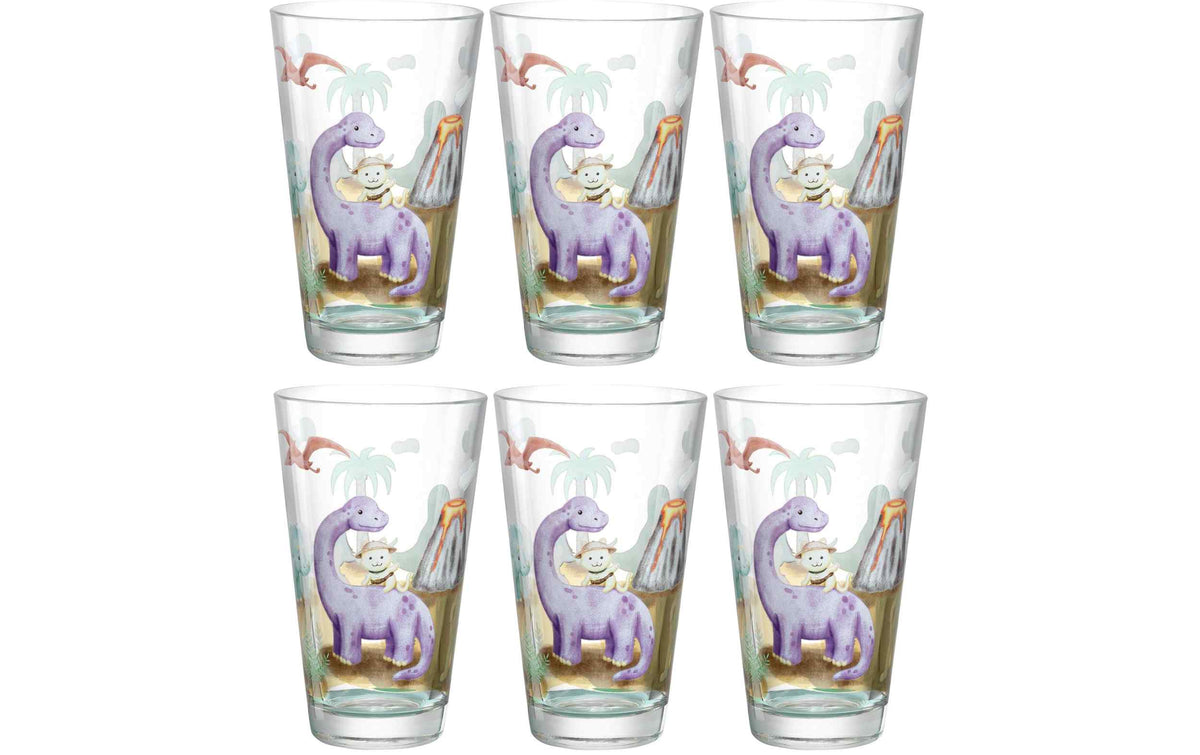 LEONARDO Kindertrinkglas Avventura 300 ml, 6 Stück, Dinosaurier