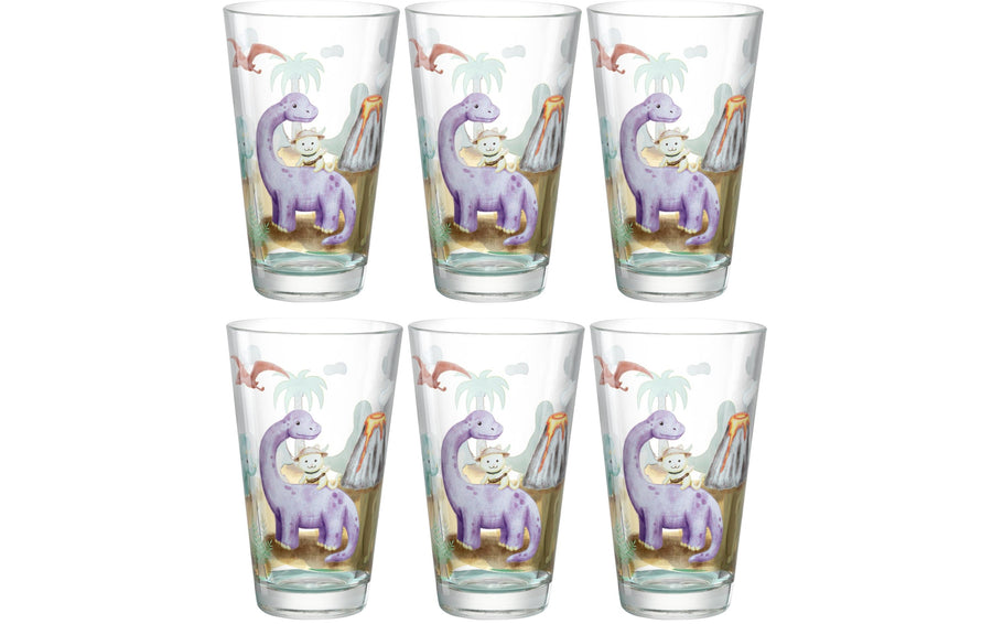 LEONARDO Kindertrinkglas Avventura 300 ml, 6 Stück, Dinosaurier