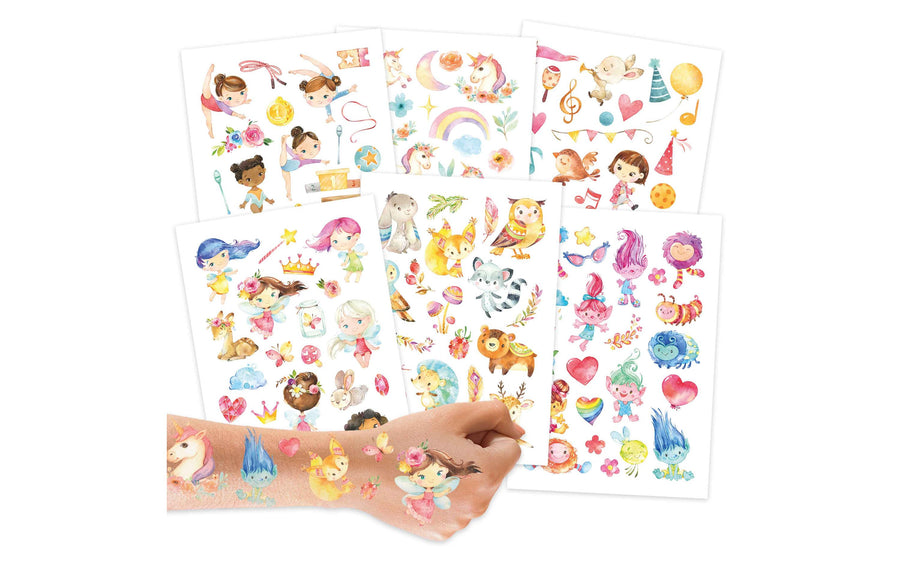Papierdrachen Tattoo Set Feen und Trolle