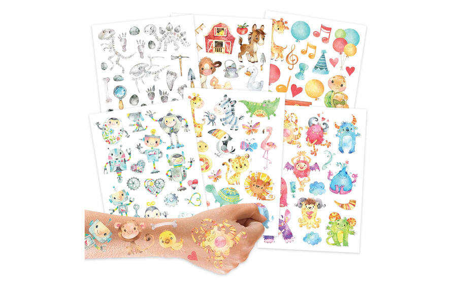 Papierdrachen Tattoo Set Roboter und Monster