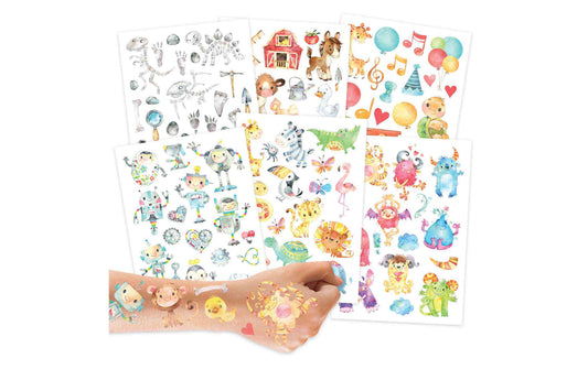 Papierdrachen Tattoo Set Roboter und Monster
