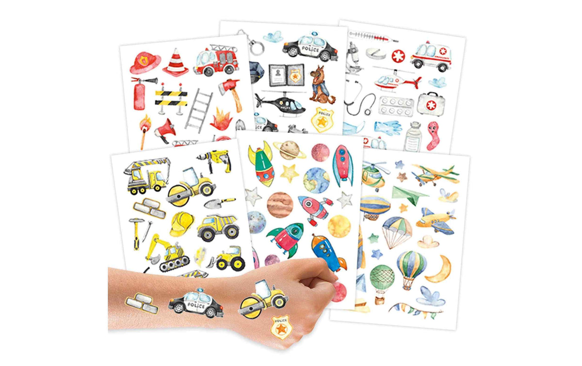 Papierdrachen Tattoo Set Berufe