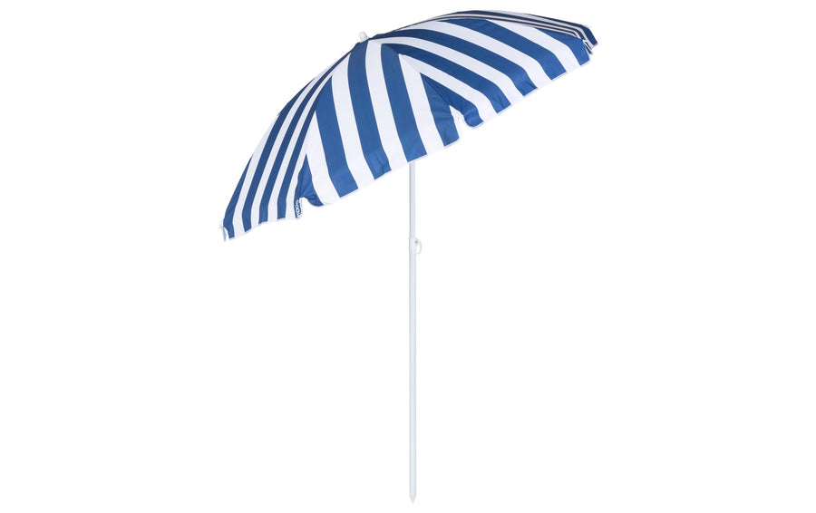 KOOR Sonnenschirm blau/weiß gestreift, Polyester, 150 cm Garteneinrichtung KOOR