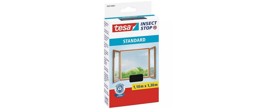 Tesa Fliegengitter Set Anthrazit 3er - Schutz gegen Insekten, 1,1m x 1,3m Garteneinrichtung tesa