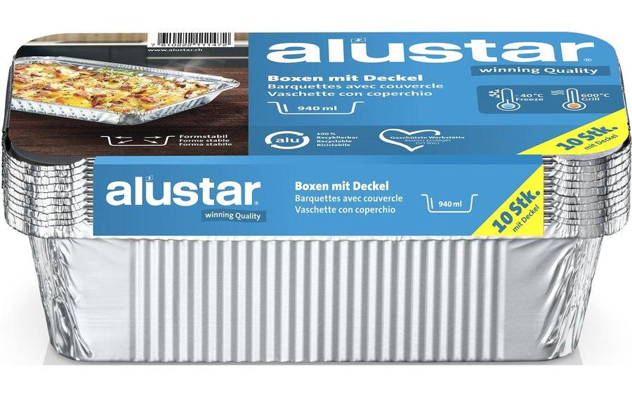 Alustar Boxen Aluminium 10er Set 940 ml mit Deckel Grills & Feuerstellen Alustar