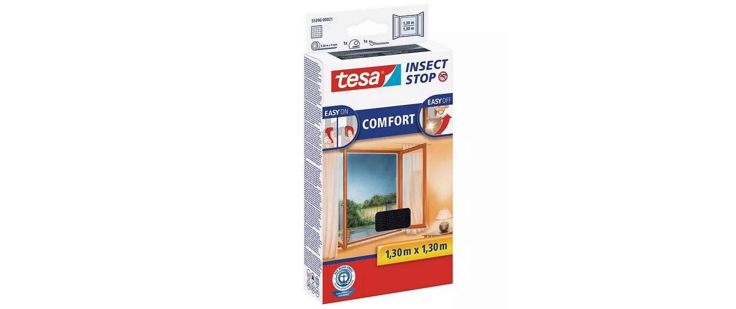Tesa Fliegengitter anthrazit 1,3 m x 1,3 m für Fenster Garteneinrichtung tesa