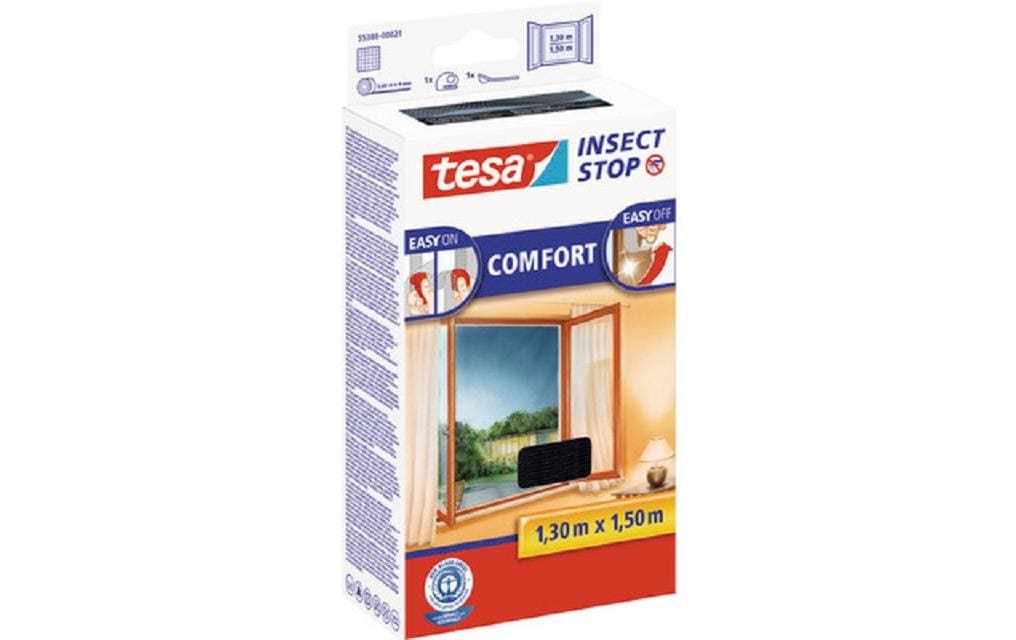 tesa Fliegengitter Fenster anthrazit 130 cm x 150 cm Garteneinrichtung tesa