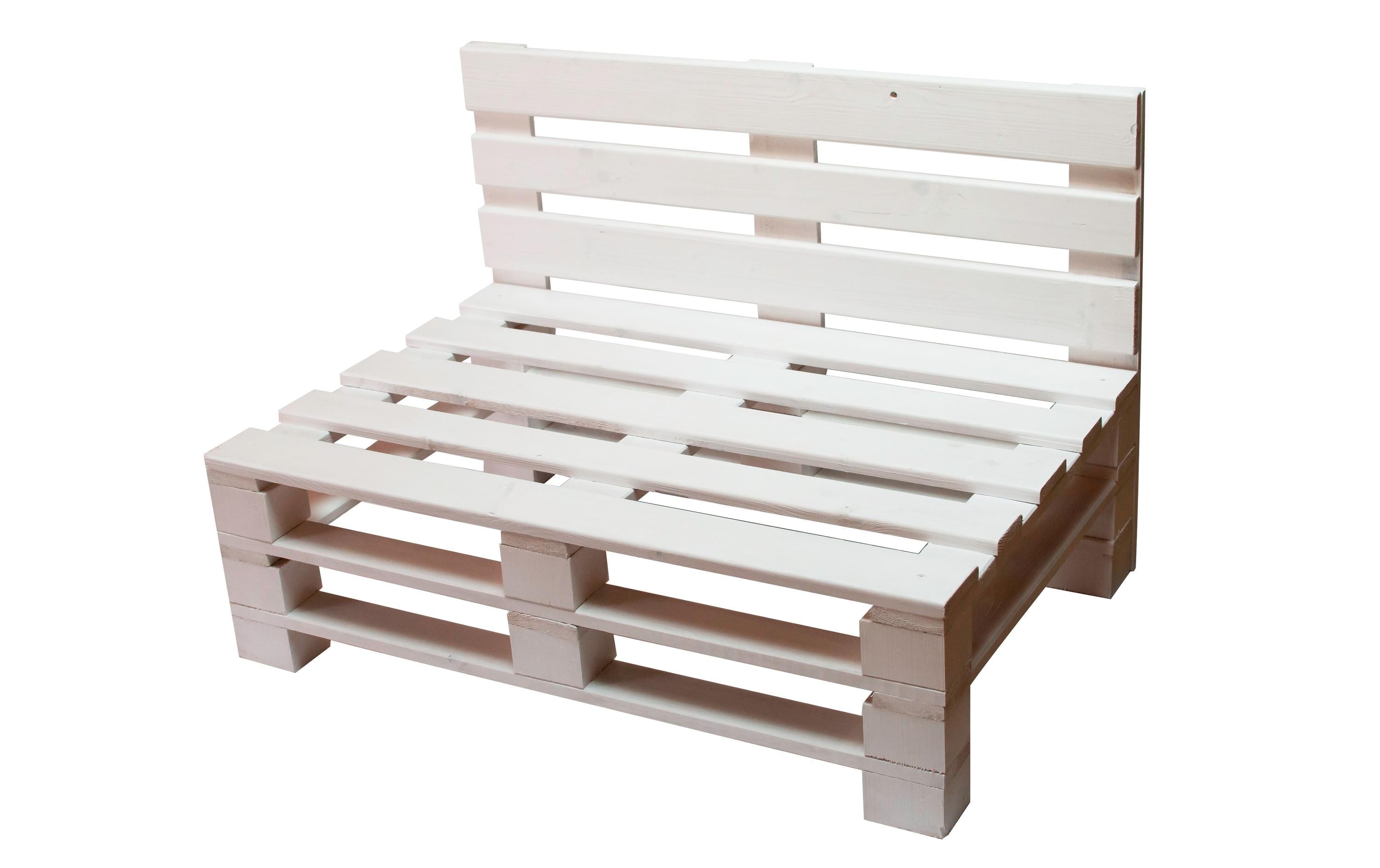 COCON Palettensofa weiß wiederverwendbar aus Palettenholz 120x50/86x80 cm Garteneinrichtung COCON