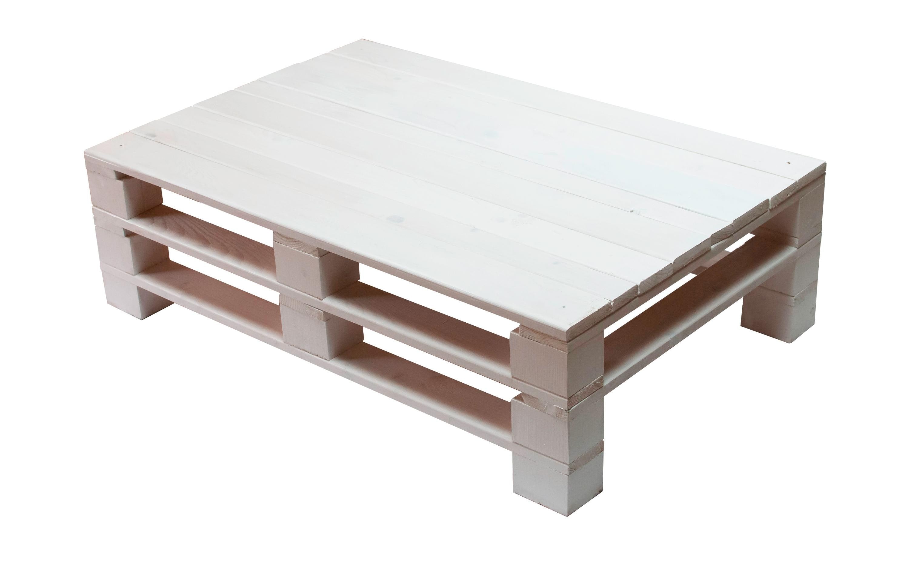 COCON Palettentisch Holz Weiß 120x80 cm für drinnen und draußen Garteneinrichtung COCON