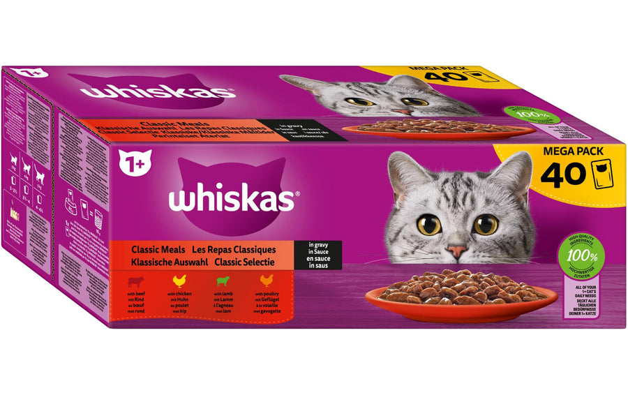 Whiskas Nassfutter 1+ Klassische Auswahl in Sauce, 40x85g