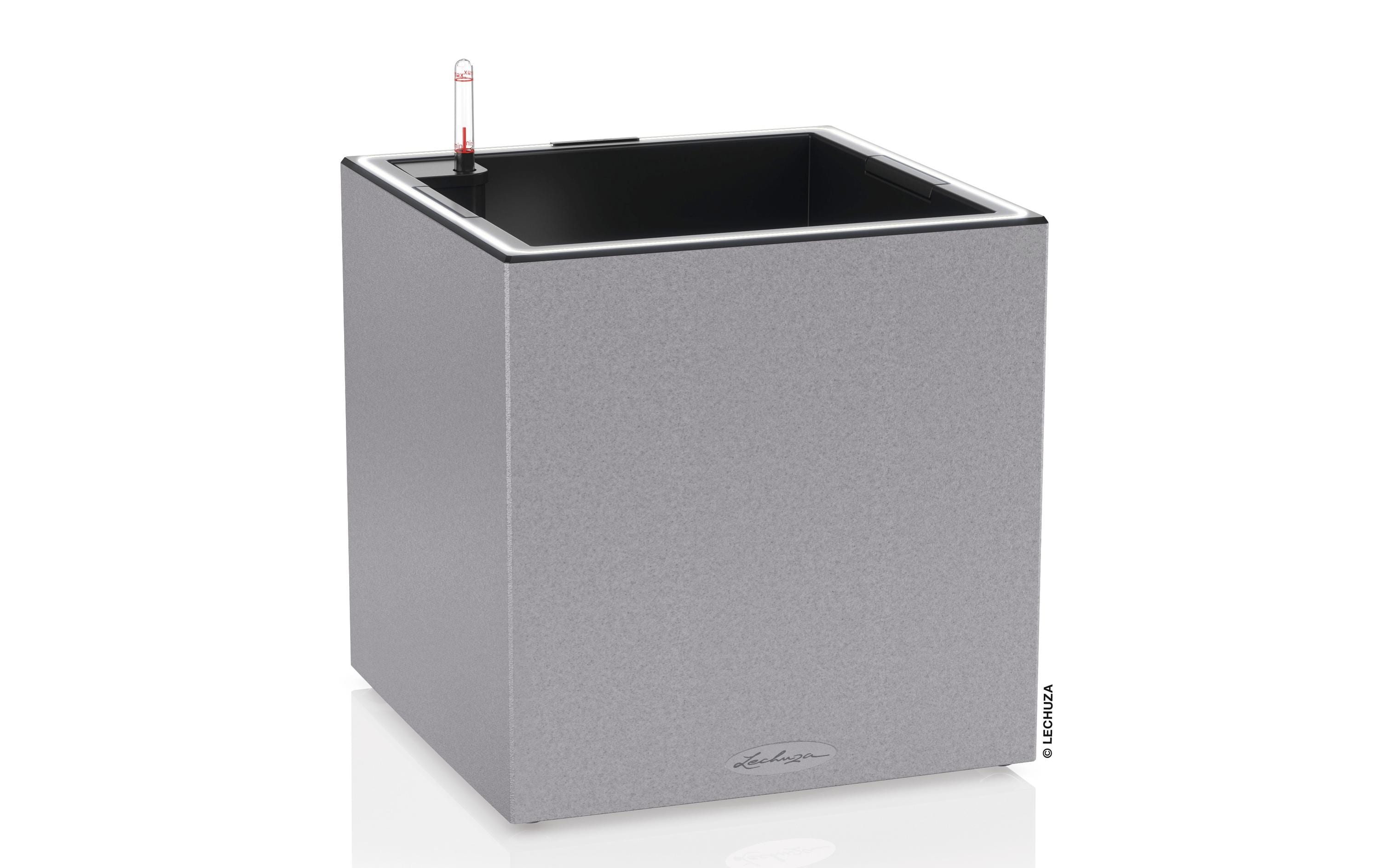 Lechuza Canto Stone Blumentopf mit LED in Stein Grau 40 Low Garten & Outdoor > Pflanzen > Pflanzengefäße Lechuza