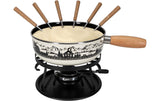 Nouvel Käsefondue-Set Maiensäss 9 Teile, Schwarz/Weiss