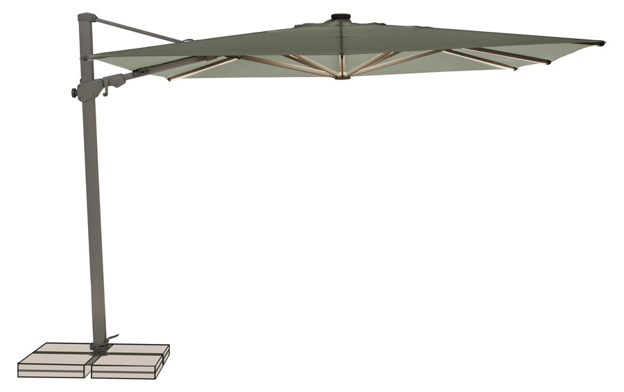 Suncomfort by Glatz Sonnenschirm Varioflex Solar LED, 300 x 300 cm, Light Grey