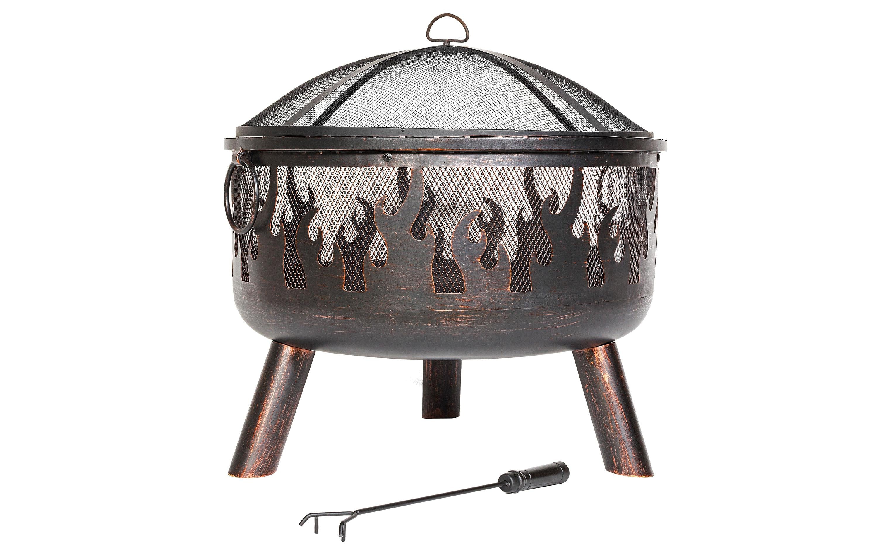 La Hacienda Feuerschale Wildfire Stahl 61 cm mit Schutzgitter Grills & Feuerstellen La Hacienda