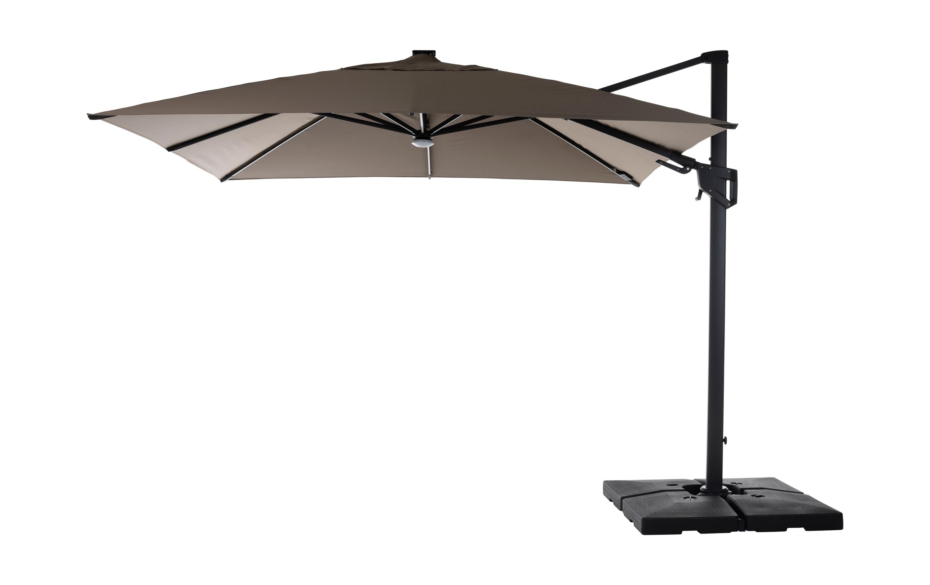 COCON Sonnenschirm hängend Taupe mit LED 300x300 cm Garteneinrichtung COCON