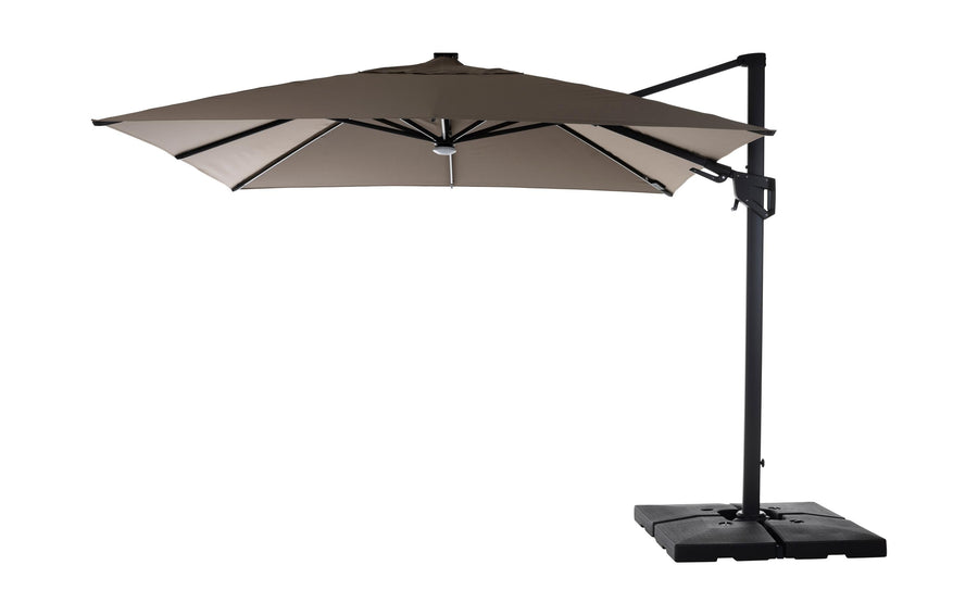 COCON Sonnenschirm hängend Taupe mit LED 300x300 cm Garteneinrichtung COCON