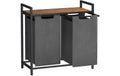 Songmics Wäschekorb mit 2 Fächern, Grau 73x33x72 cm (LxBxH), Traglast verschieden