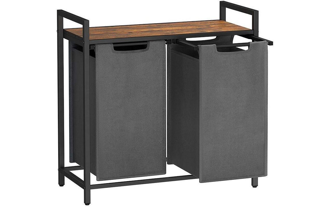 Songmics Wäschekorb mit 2 Fächern, Grau 73x33x72 cm (LxBxH), Traglast verschieden