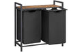 Songmics Wäschekorb mit 2 Fächern, Schwarz 73x33x72 cm (LxBxH), Traglast verschieden