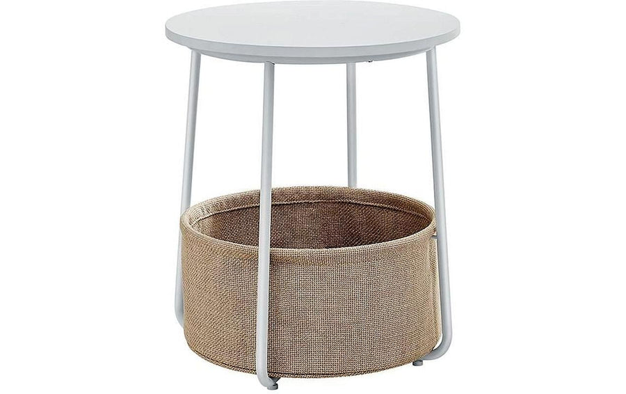 Songmics mit Korb Beistelltisch – 45 × 45 × 50 cm – Weiss