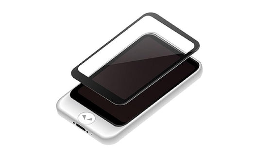 Pocketalk Plus Displayschutzfolie über einem Übersetzungsgerät mit schwarzem Bildschirm