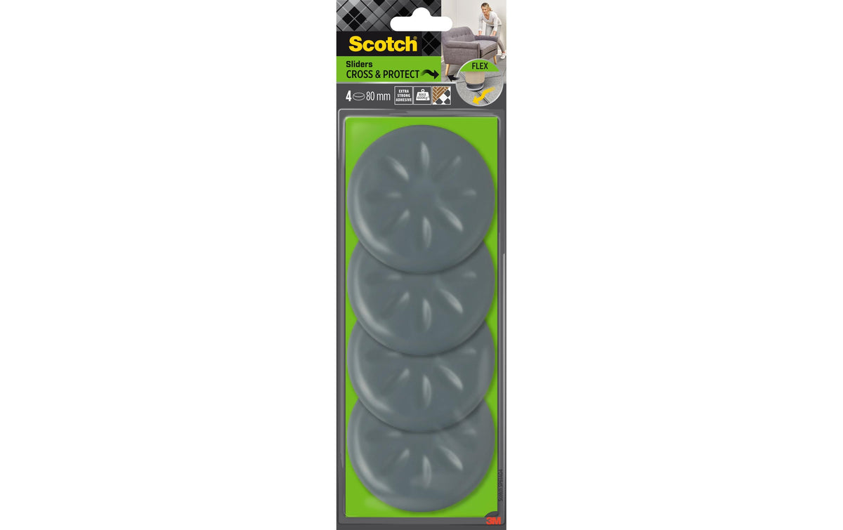 Möbelgleiter Flexibal Ø 80 mm Grau 4er Pack Scotch