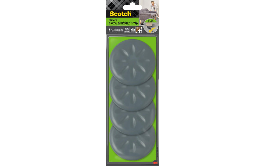 Möbelgleiter Flexibal Ø 80 mm Grau 4er Pack Scotch