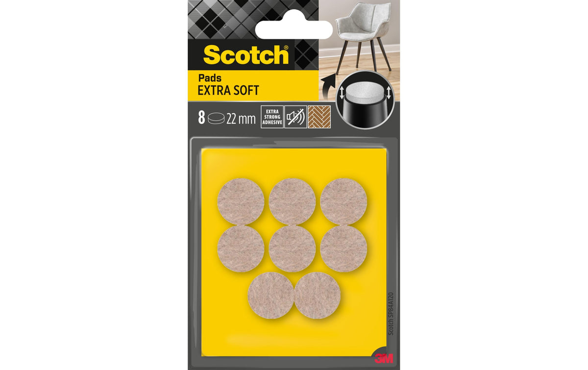 Filzgleiter Extra-Soft Beige Ø 22 mm 8er Pack