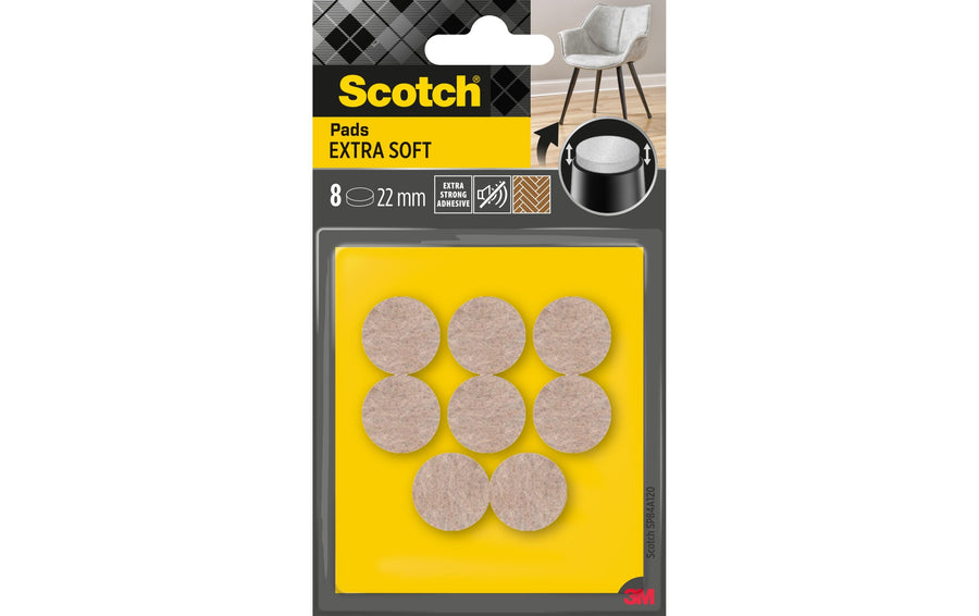 Filzgleiter Extra-Soft Beige Ø 22 mm 8er Pack