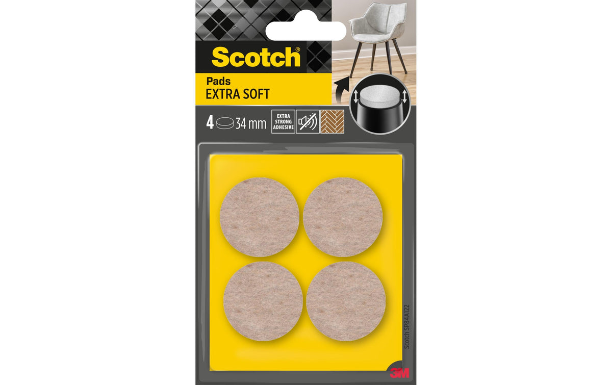 Filzgleiter Extra-Soft Ø 34 mm Beige 4er Pack Möbelzubehör Scotch