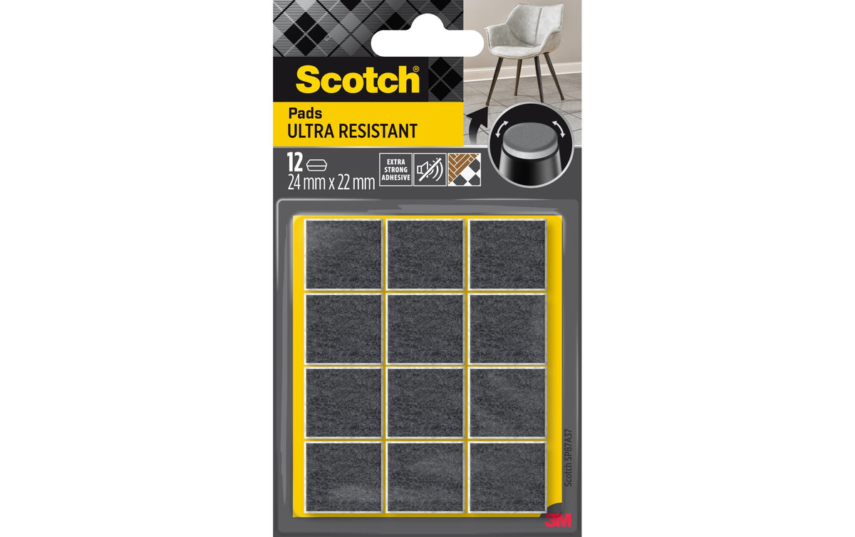 Filzgleiter 24x22 mm Grau Ultra Resistant 12er Pack