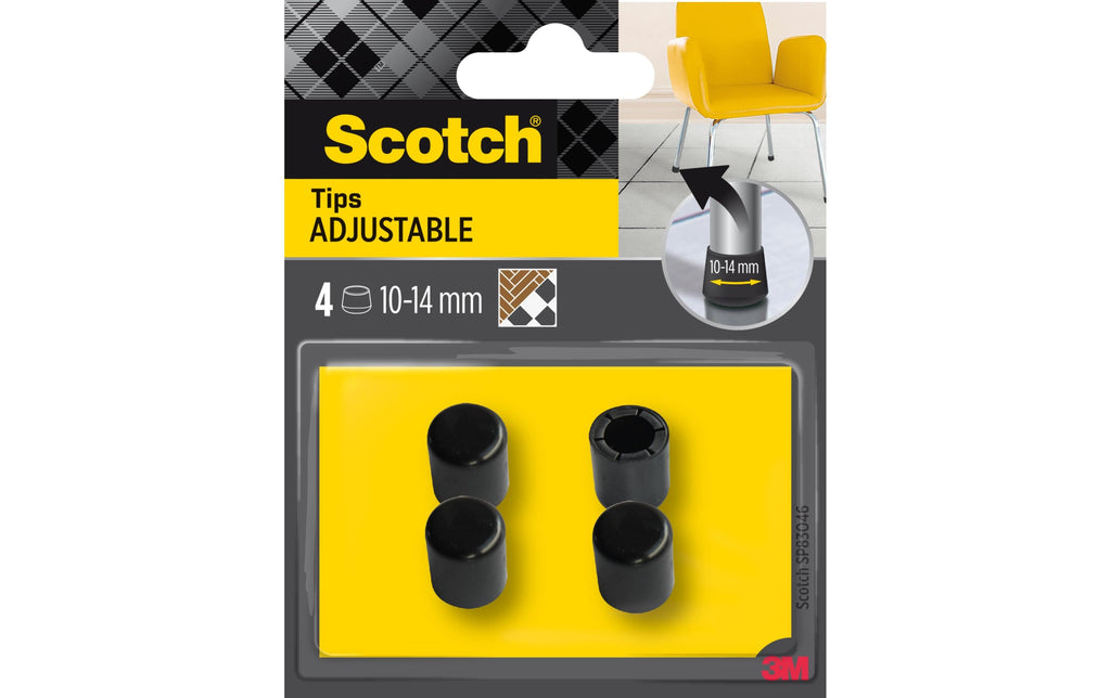Bodenschoner Verstellbar Ø 10-14 mm Schwarz 4er Pack