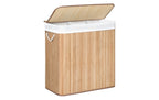Songmics Wäschekorb Bambus, Natur 60x40x61.5 cm (BxHxH), Traglast 25 kg