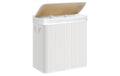 Songmics Wäschekorb Bambus, Weiss 60x40x61.5 cm (BxHxH), Traglast 25 kg