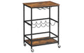 VASAGLE Bartrolley mit Flaschenhalterung 60 x 75 cm, Braun