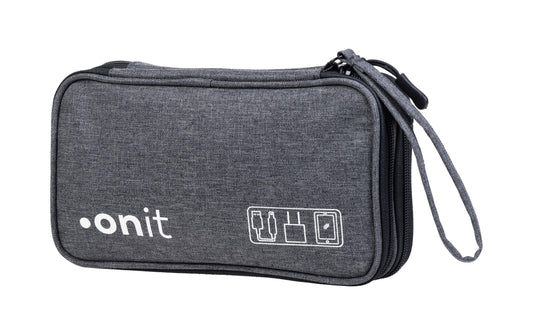 onit Tasche für Tech-Zubehör in Grau mit Reißverschluss und Handschlaufe