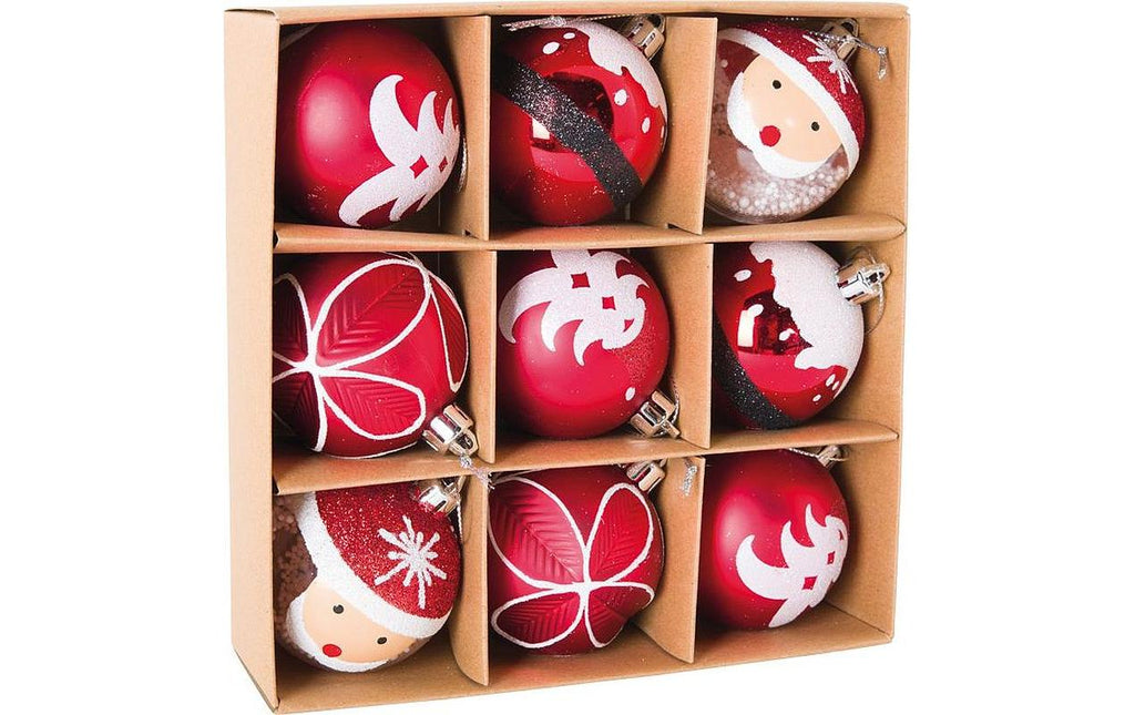 Weihnachtskugel Rot-Weiss Kunststoff von Dekomat