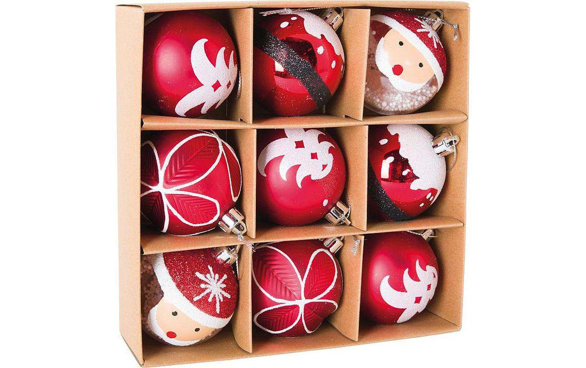 Dekomat AG Weihnachtskugeln Rot-Weiss, 6 cm, 9 Stück