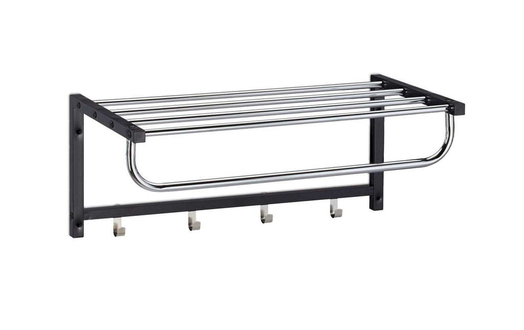 relaxdays Garderobenleiste mit Ablage Schwarz/Silber