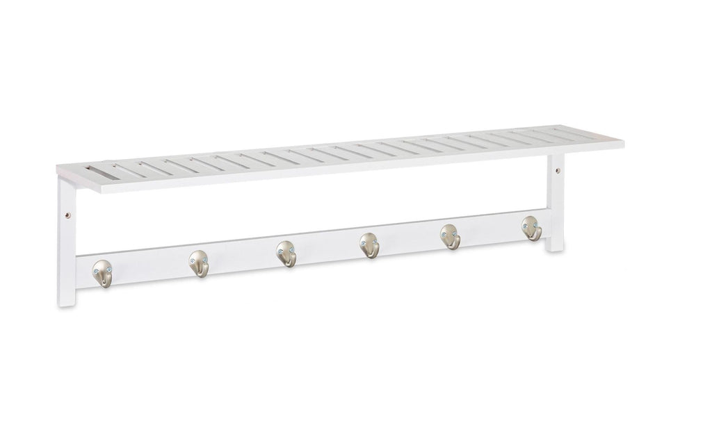 relaxdays Garderobenleiste mit Ablage Bambus/Weiss