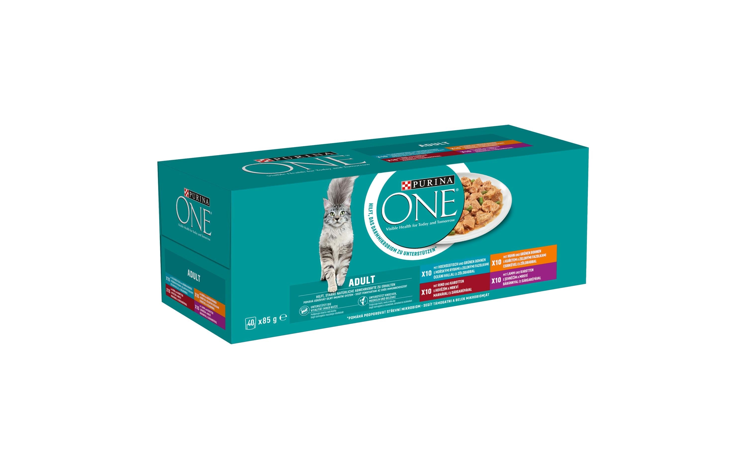 Purina One Nassfutter Adult Huhn Hochseefisch, Rind & Lamm, 40x85g