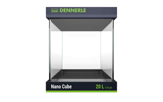 Dennerle Nano Cube Aquarium mit 20 Litern, quadratischem Glasbecken und schwarzer Abdeckung
