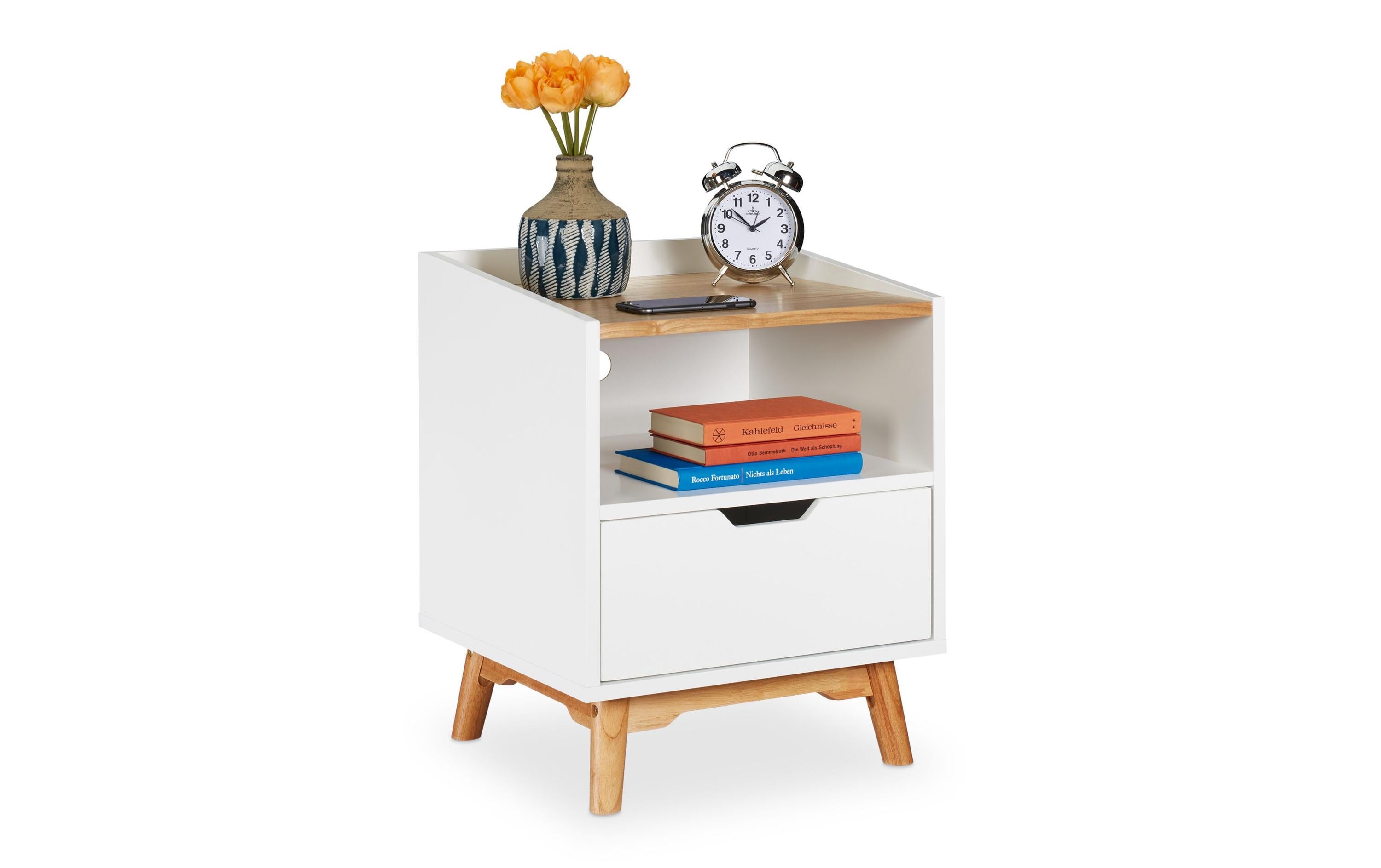 relaxdays Nachttisch mit 1 Schublade 50 x 43 x 40 cm (HxBxT)