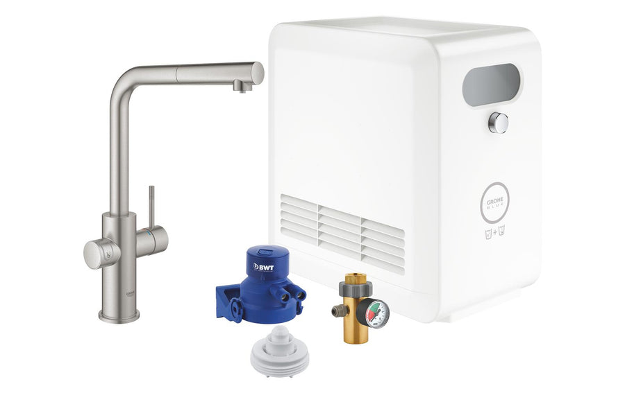 GROHE Küchenarmatur Blue Professional L-Auslauf Set Supersteel