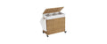 Songmics Wäschekorb mit Rädern,Natur, 140 L 66x33x60 cm (LxBxH), Traglast 30 kg,3Fächer