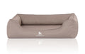 Knuffelwuff Hunde-Bett Leon Velour M – L, 85 x 63 cm, Beige/Grau